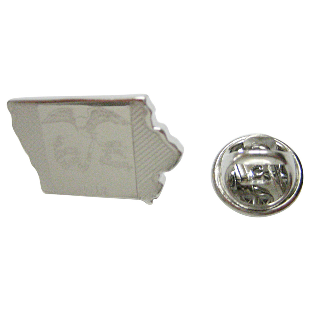Iowa State Map Shape And Flag Design Lapel Pin - image 1